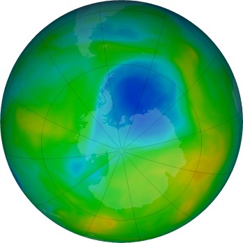 Antarctic ozone map for 2025-11-27